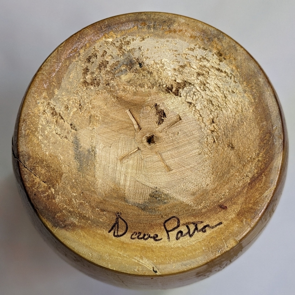 Dave Patton Signed Wood Vase, Lathe Turned Hard Maple?, 9" - Picture 5 of 11